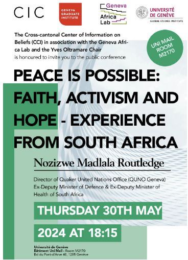 Conférence « Peace is possible: Faith, Activism and Hope »